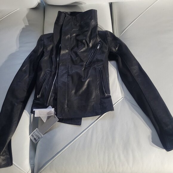 Rick Owens Jackets & Blazers - RICK OWENS Black Leather Biker Jacket IT 38, US 2 or XS
